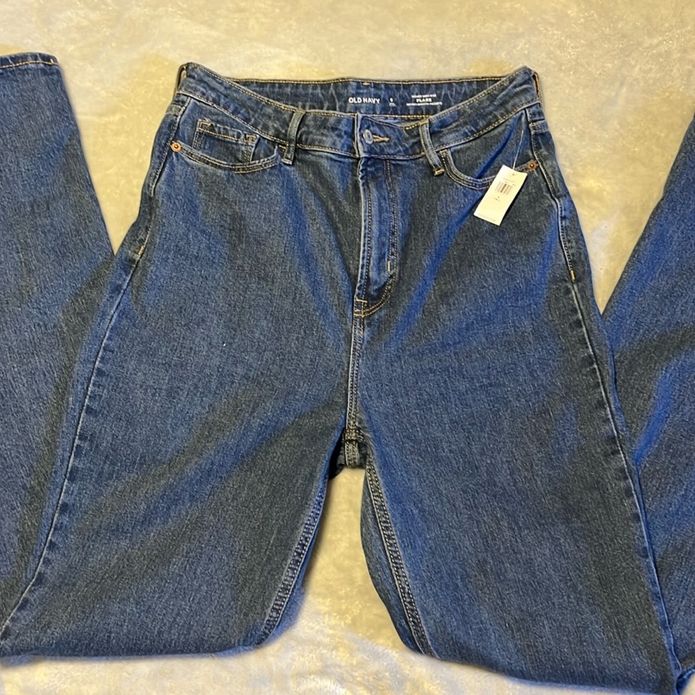 Size 8 Tall, Old Navy highest high-rise flare jeans. NWT
